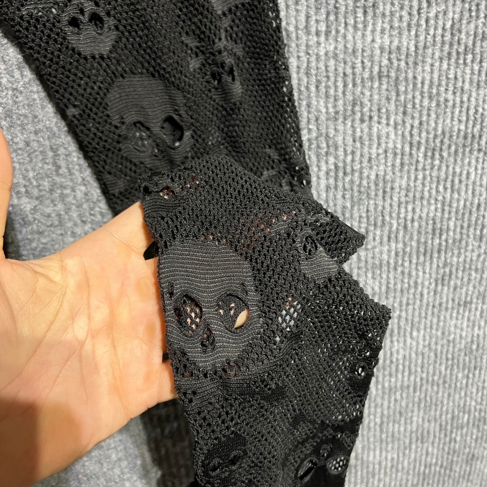 Tripp NYC Leggings Women Small Black Skull Crossbones Fishnet Mesh Goth Punk Alt - Picture 5 of 8